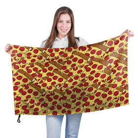 Флаг 3D с принтом Pizza в Тюмени, 100% полиэстер | плотность ткани — 95 г/м2, размер — 67 х 109 см. Принт наносится с одной стороны | cheese | fast food | food | junk food | pizza | еда | пицца | сыр | фастфут