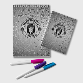 Блокнот с принтом Манчестер Юнайтед Pixels в Тюмени, 100% бумага | 48 листов, плотность листов — 60 г/м2, плотность картонной обложки — 250 г/м2. Листы скреплены удобной пружинной спиралью. Цвет линий — светло-серый
 | england | football | logo | manchester united | sport | абстракция | англия | арт | кубики | лига | лого | манчестер юнайтед | пиксели | спорт | текстура | узор | фк | футбол | футбольный клуб | эмблема