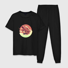 Мужская пижама хлопок с принтом Neon Genesis Evangelion в Тюмени, 100% хлопок | брюки и футболка прямого кроя, без карманов, на брюках мягкая резинка на поясе и по низу штанин
 | евангелион