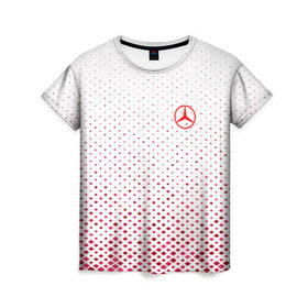 Женская футболка 3D с принтом MERCEDES-BENZ в Тюмени, 100% полиэфир ( синтетическое хлопкоподобное полотно) | прямой крой, круглый вырез горловины, длина до линии бедер | 