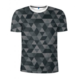 Мужская футболка 3D спортивная с принтом Hipster gray в Тюмени, 100% полиэстер с улучшенными характеристиками | приталенный силуэт, круглая горловина, широкие плечи, сужается к линии бедра | абстракция | белый | мозаика | ромб | серый | треугольник | узор | хипстер | черный | яркий