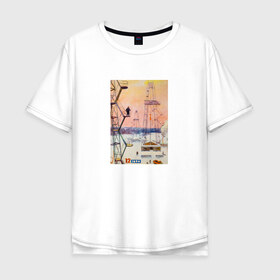 Мужская футболка хлопок Oversize с принтом Ретро. в Тюмени, 100% хлопок | свободный крой, круглый ворот, “спинка” длиннее передней части | 1960 | вышка | газ | мороз | нефть | социализм | ссср | таймыр