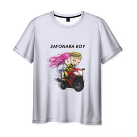 Мужская футболка 3D с принтом Sayonara boy в Тюмени, 100% полиэфир | прямой крой, круглый вырез горловины, длина до линии бедер | 
