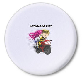 Значок с принтом Sayonara boy в Тюмени,  металл | круглая форма, металлическая застежка в виде булавки | 