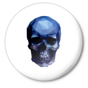 Значок с принтом Бумажный череп в Тюмени,  металл | круглая форма, металлическая застежка в виде булавки | 
