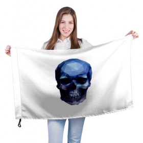 Флаг 3D с принтом Бумажный череп в Тюмени, 100% полиэстер | плотность ткани — 95 г/м2, размер — 67 х 109 см. Принт наносится с одной стороны | 