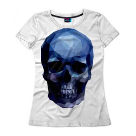 Женская футболка 3D с принтом Бумажный череп в Тюмени, 100% полиэфир ( синтетическое хлопкоподобное полотно) | прямой крой, круглый вырез горловины, длина до линии бедер | 
