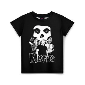 Детская футболка 3D с принтом Misfits в Тюмени, 100% гипоаллергенный полиэфир | прямой крой, круглый вырез горловины, длина до линии бедер, чуть спущенное плечо, ткань немного тянется | horror | punk | rock | альтернатива | группа | мисфитс | неприкаянные | панк | рок | хоррор