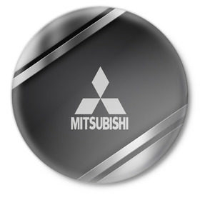 Значок с принтом MITSUBISHI SPORT в Тюмени,  металл | круглая форма, металлическая застежка в виде булавки | Тематика изображения на принте:  машина | марка | митсубиси