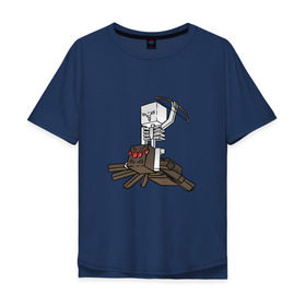 Мужская футболка хлопок Oversize с принтом Spider Jockey в Тюмени, 100% хлопок | свободный крой, круглый ворот, “спинка” длиннее передней части | minecraft | minecraft spider jockey | майнкрафт