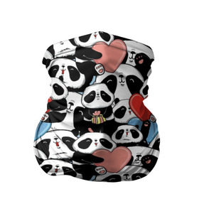 Бандана-труба 3D с принтом Funny Panda в Тюмени, 100% полиэстер, ткань с особыми свойствами — Activecool | плотность 150‒180 г/м2; хорошо тянется, но сохраняет форму | bear | heart | positive | медведь | мишка | орнамент | панда | подарок | позитив | сердечки | сердце | сюрприз | узор