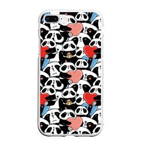 Чехол для iPhone 7Plus/8 Plus матовый с принтом Funny Panda в Тюмени, Силикон | Область печати: задняя сторона чехла, без боковых панелей | bear | heart | positive | медведь | мишка | орнамент | панда | подарок | позитив | сердечки | сердце | сюрприз | узор