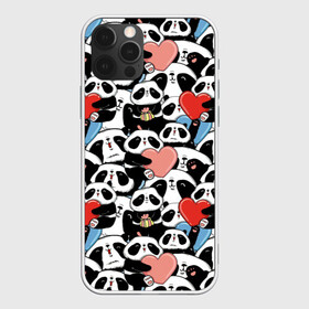 Чехол для iPhone 12 Pro с принтом Funny Panda в Тюмени, силикон | область печати: задняя сторона чехла, без боковых панелей | bear | heart | positive | медведь | мишка | орнамент | панда | подарок | позитив | сердечки | сердце | сюрприз | узор