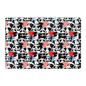 Магнитный плакат 3Х2 с принтом Funny Panda в Тюмени, Полимерный материал с магнитным слоем | 6 деталей размером 9*9 см | bear | heart | positive | медведь | мишка | орнамент | панда | подарок | позитив | сердечки | сердце | сюрприз | узор
