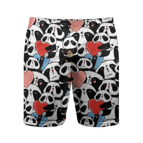 Мужские шорты 3D спортивные с принтом Funny Panda в Тюмени,  |  | bear | heart | positive | медведь | мишка | орнамент | панда | подарок | позитив | сердечки | сердце | сюрприз | узор