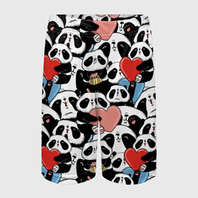 Детские спортивные шорты 3D с принтом Funny Panda в Тюмени,  100% полиэстер
 | пояс оформлен широкой мягкой резинкой, ткань тянется
 | bear | heart | positive | медведь | мишка | орнамент | панда | подарок | позитив | сердечки | сердце | сюрприз | узор