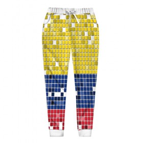 Женские брюки 3D с принтом Флаг Колумбии в Тюмени, полиэстер 100% | прямой крой, два кармана без застежек по бокам, с мягкой трикотажной резинкой на поясе и по низу штанин. В поясе для дополнительного комфорта — широкие завязки | пиксельный