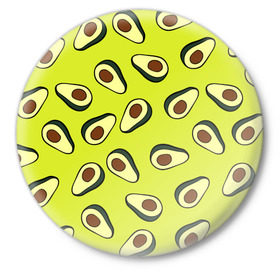 Значок с принтом Авокадо в Тюмени,  металл | круглая форма, металлическая застежка в виде булавки | avocado | food | fruit | pattern | vegan | vegetarian | авокадо | веган | вегетарианство | еда | паттерн | правильное питание | фрукт