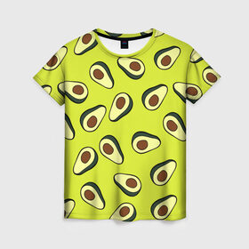 Женская футболка 3D с принтом Авокадо в Тюмени, 100% полиэфир ( синтетическое хлопкоподобное полотно) | прямой крой, круглый вырез горловины, длина до линии бедер | avocado | food | fruit | pattern | vegan | vegetarian | авокадо | веган | вегетарианство | еда | паттерн | правильное питание | фрукт