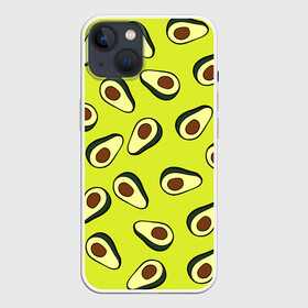 Чехол для iPhone 13 с принтом Авокадо в Тюмени,  |  | avocado | food | fruit | pattern | vegan | vegetarian | авокадо | веган | вегетарианство | еда | паттерн | правильное питание | фрукт