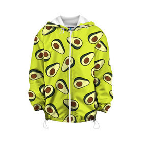 Детская куртка 3D с принтом Авокадо в Тюмени, 100% полиэстер | застежка — молния, подол и капюшон оформлены резинкой с фиксаторами, по бокам — два кармана без застежек, один потайной карман на груди, плотность верхнего слоя — 90 г/м2; плотность флисового подклада — 260 г/м2 | avocado | food | fruit | pattern | vegan | vegetarian | авокадо | веган | вегетарианство | еда | паттерн | правильное питание | фрукт