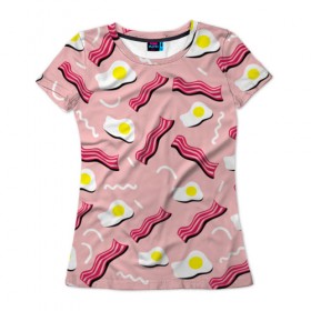 Женская футболка 3D с принтом Breakfast в Тюмени, 100% полиэфир ( синтетическое хлопкоподобное полотно) | прямой крой, круглый вырез горловины, длина до линии бедер | Тематика изображения на принте: 