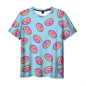 Мужская футболка 3D с принтом Пончики в Тюмени, 100% полиэфир | прямой крой, круглый вырез горловины, длина до линии бедер | doughnut | food | pattern | sweet | vegan | vegetarian | веган | вегетарианство | еда | паттерн | пончик | сладкое