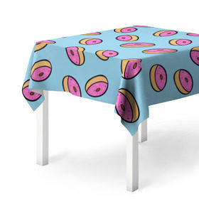 Скатерть 3D с принтом Пончики в Тюмени, 100% полиэстер (ткань не мнется и не растягивается) | Размер: 150*150 см | doughnut | food | pattern | sweet | vegan | vegetarian | веган | вегетарианство | еда | паттерн | пончик | сладкое