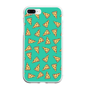 Чехол для iPhone 7Plus/8 Plus матовый с принтом Pizza в Тюмени, Силикон | Область печати: задняя сторона чехла, без боковых панелей | Тематика изображения на принте: food | pattern | pizza | vegan | vegetarian | веган | вегетарианство | еда | паттерн | пицца