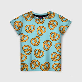Детская футболка 3D с принтом Сердца Крендельки в Тюмени, 100% гипоаллергенный полиэфир | прямой крой, круглый вырез горловины, длина до линии бедер, чуть спущенное плечо, ткань немного тянется | food | hearts | love | pattern | pretzels | vegetarian | вегетарианство | еда | крендели | любовь | паттерн | правильное питание | претцели | сердца
