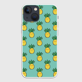 Чехол для iPhone 13 mini с принтом Ананас в Тюмени,  |  | food | pattern | vegetarian | ананас | вегетарианство | еда | паттерн | правильное питание