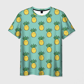 Мужская футболка 3D с принтом Ананас в Тюмени, 100% полиэфир | прямой крой, круглый вырез горловины, длина до линии бедер | food | pattern | vegetarian | ананас | вегетарианство | еда | паттерн | правильное питание