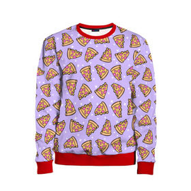 Детский свитшот 3D с принтом Пицца Мун в Тюмени, 100% полиэстер | свободная посадка, прямой крой, мягкая тканевая резинка на рукавах и понизу свитшота | food | pattern | pizza | sailor moon | еда | паттерн | пицца | сейлор мун