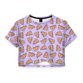 Женская футболка 3D укороченная с принтом Пицца Мун в Тюмени, 100% полиэстер | круглая горловина, длина футболки до линии талии, рукава с отворотами | Тематика изображения на принте: food | pattern | pizza | sailor moon | еда | паттерн | пицца | сейлор мун