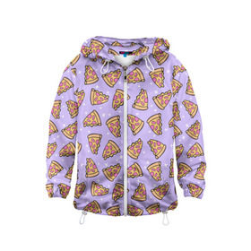 Детская ветровка 3D с принтом Пицца Мун в Тюмени, 100% полиэстер | подол и капюшон оформлены резинкой с фиксаторами, по бокам два кармана без застежек, один потайной карман на груди | food | pattern | pizza | sailor moon | еда | паттерн | пицца | сейлор мун