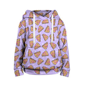 Детская толстовка 3D с принтом Пицца Мун в Тюмени, 100% полиэстер | двухслойный капюшон со шнурком для регулировки, мягкие манжеты на рукавах и по низу толстовки, спереди карман-кенгуру с мягким внутренним слоем | Тематика изображения на принте: food | pattern | pizza | sailor moon | еда | паттерн | пицца | сейлор мун