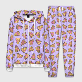 Мужской костюм 3D с принтом Пицца Мун в Тюмени, 100% полиэстер | Манжеты и пояс оформлены тканевой резинкой, двухслойный капюшон со шнурком для регулировки, карманы спереди | Тематика изображения на принте: food | pattern | pizza | sailor moon | еда | паттерн | пицца | сейлор мун