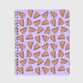 Тетрадь с принтом Пицца Мун в Тюмени, 100% бумага | 48 листов, плотность листов — 60 г/м2, плотность картонной обложки — 250 г/м2. Листы скреплены сбоку удобной пружинной спиралью. Уголки страниц и обложки скругленные. Цвет линий — светло-серый
 | food | pattern | pizza | sailor moon | еда | паттерн | пицца | сейлор мун