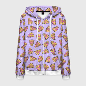 Мужская толстовка 3D на молнии с принтом Пицца Мун в Тюмени, 100% полиэстер | длина до линии бедра, манжеты и пояс оформлены мягкой тканевой резинкой, двухслойный капюшон со шнурком для регулировки, спереди молния, по бокам два кармана | food | pattern | pizza | sailor moon | еда | паттерн | пицца | сейлор мун