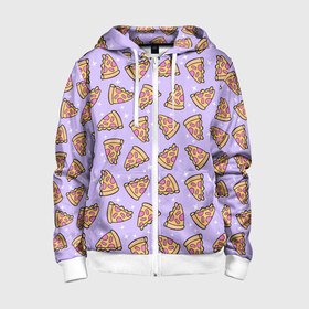 Детская толстовка 3D на молнии с принтом Пицца Мун в Тюмени, 100% полиэстер |  манжеты и пояс оформлены широкой мягкой резинкой, двухслойный капюшон со шнурком для регулировки, спереди карманы и застежка-молния
 | Тематика изображения на принте: food | pattern | pizza | sailor moon | еда | паттерн | пицца | сейлор мун