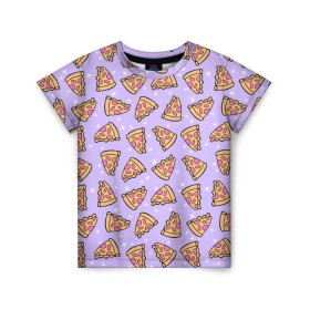 Детская футболка 3D с принтом Пицца Мун в Тюмени, 100% гипоаллергенный полиэфир | прямой крой, круглый вырез горловины, длина до линии бедер, чуть спущенное плечо, ткань немного тянется | food | pattern | pizza | sailor moon | еда | паттерн | пицца | сейлор мун