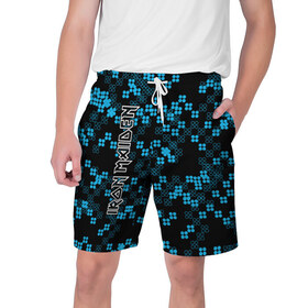 Мужские шорты 3D с принтом Iron Maiden в Тюмени,  полиэстер 100% | прямой крой, два кармана без застежек по бокам. Мягкая трикотажная резинка на поясе, внутри которой широкие завязки. Длина чуть выше колен | 