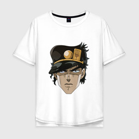 Мужская футболка хлопок Oversize с принтом Джотаро в Тюмени, 100% хлопок | свободный крой, круглый ворот, “спинка” длиннее передней части | джо | джостар | ора яре дазе