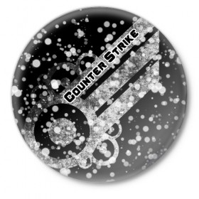 Значок с принтом Counter Strike White Style в Тюмени,  металл | круглая форма, металлическая застежка в виде булавки | 