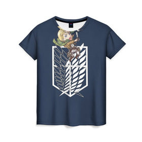 Женская футболка 3D с принтом Эрвин Смит в Тюмени, 100% полиэфир ( синтетическое хлопкоподобное полотно) | прямой крой, круглый вырез горловины, длина до линии бедер | аниме | атака титанов | смит | чиби | эрвин