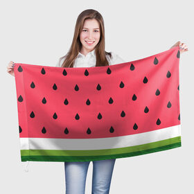Флаг 3D с принтом Арбузная в Тюмени, 100% полиэстер | плотность ткани — 95 г/м2, размер — 67 х 109 см. Принт наносится с одной стороны | food | pattern | vegan | vegetarian | watermelon | арбуз | веган | вегетарианство | еда | паттерн