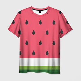 Мужская футболка 3D с принтом Арбузная в Тюмени, 100% полиэфир | прямой крой, круглый вырез горловины, длина до линии бедер | food | pattern | vegan | vegetarian | watermelon | арбуз | веган | вегетарианство | еда | паттерн