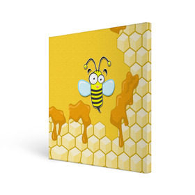 Холст квадратный с принтом Пчелка в Тюмени, 100% ПВХ |  | животные | лето | мед | насекомые | природа | пчела | пчелка | соты