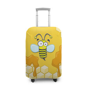 Чехол для чемодана 3D с принтом Пчелка в Тюмени, 86% полиэфир, 14% спандекс | двустороннее нанесение принта, прорези для ручек и колес | Тематика изображения на принте: животные | лето | мед | насекомые | природа | пчела | пчелка | соты