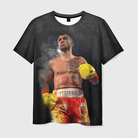 Мужская футболка 3D с принтом Vasyl Lomachenko_2 в Тюмени, 100% полиэфир | прямой крой, круглый вырез горловины, длина до линии бедер | Тематика изображения на принте: boxing | lomachenko | бокс | боксеры | василий ломаченко | чемпион
